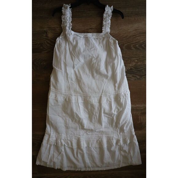 Old Navy Women's Sz M White Sleeveless Ruffle Neck Tiered Midi Sundress - Picture 1 of 12